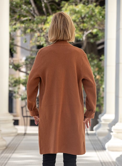 Cinnamon Long Cardigan With Pockets - Just Style LA