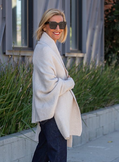 Cream Shrug Cardigan With Pockets - Just Style LA