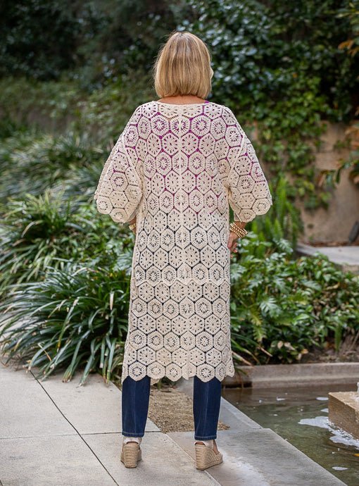 Ivory Cotton Crochet Cardigan - Just Style LA