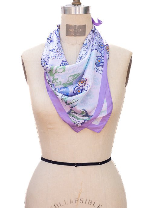 Lavender Multi Floral Print Silky Neck Scarf - Just Style LA