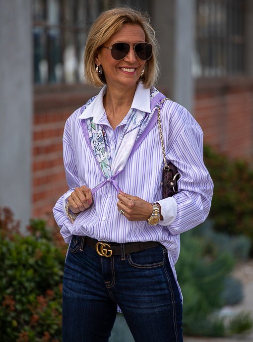 Lavender Multi Floral Print Silky Neck Scarf – Just Style LA