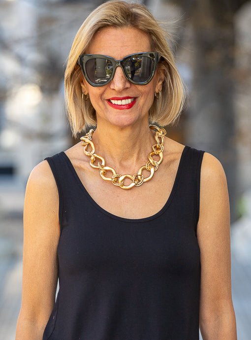 Matte Gold Chunky Chain Statement Necklace - Just Style LA