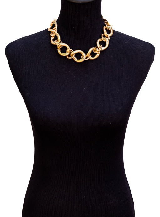 Matte Gold Chunky Chain Statement Necklace - Just Style LA