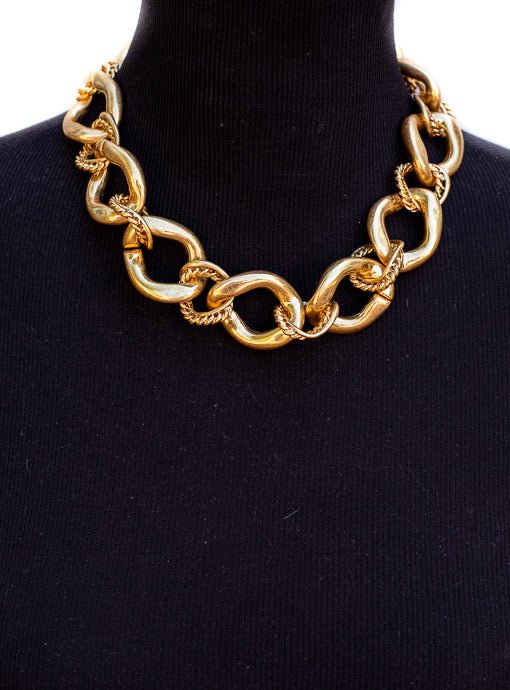 Matte Gold Chunky Chain Statement Necklace - Just Style LA