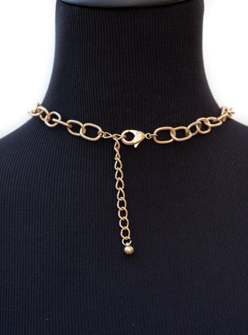 Matte Gold Sculpted Dome Shaped Statement Necklace - Just Style LA