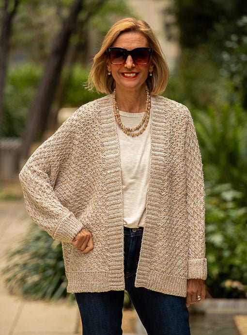 Natural Ivory Melange Yarn Textured Cardigan - Just Style LA