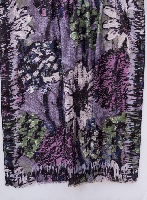 Purple Multi Floral Abstract Print Scarf Shawl - Just Style LA