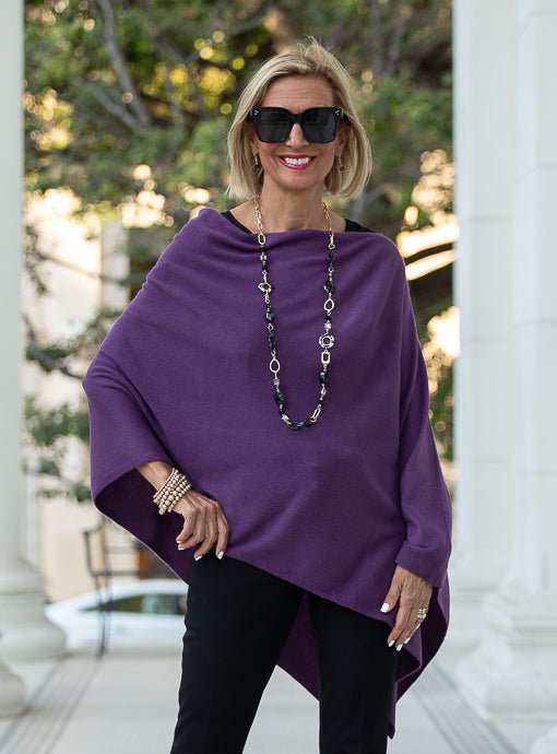 Purple Pull On Poncho - Just Style LA