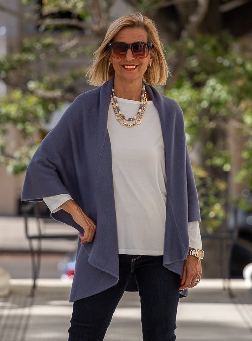 Slate Blue Cape Vest - Just Style LA