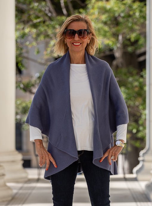 Slate Blue Cape Vest - Just Style LA