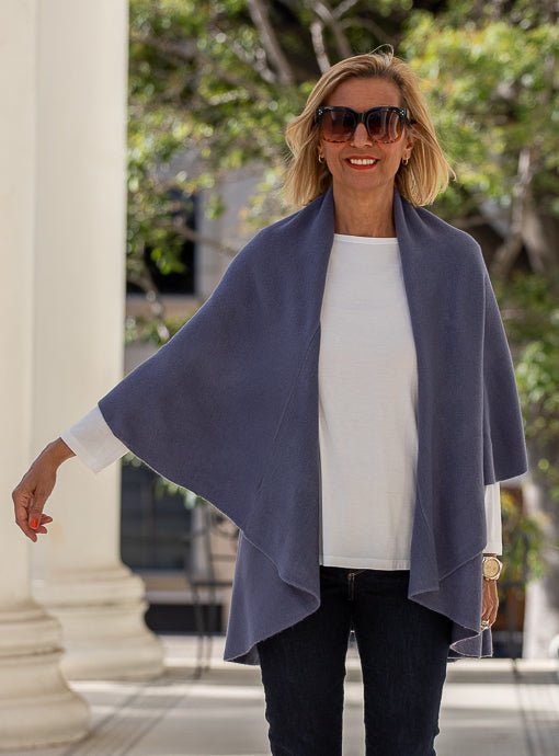 Slate Blue Cape Vest - Just Style LA