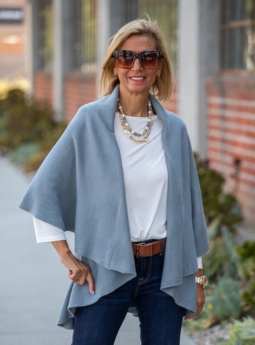 Steel Blue Cape Vest - Just Style LA