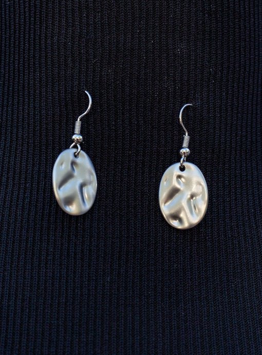 Tricolor Hammered Metal Necklace And Earring Set - Just Style LA