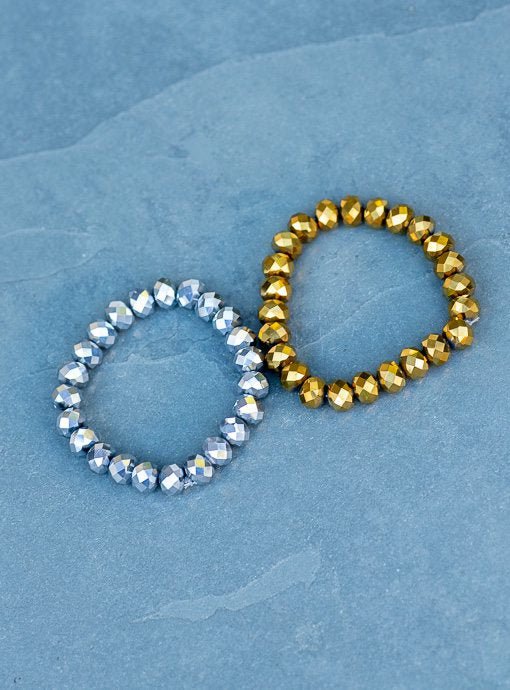 Antique Gold And Gunmetal Glass Bead Bracelet Set - Just Style LA