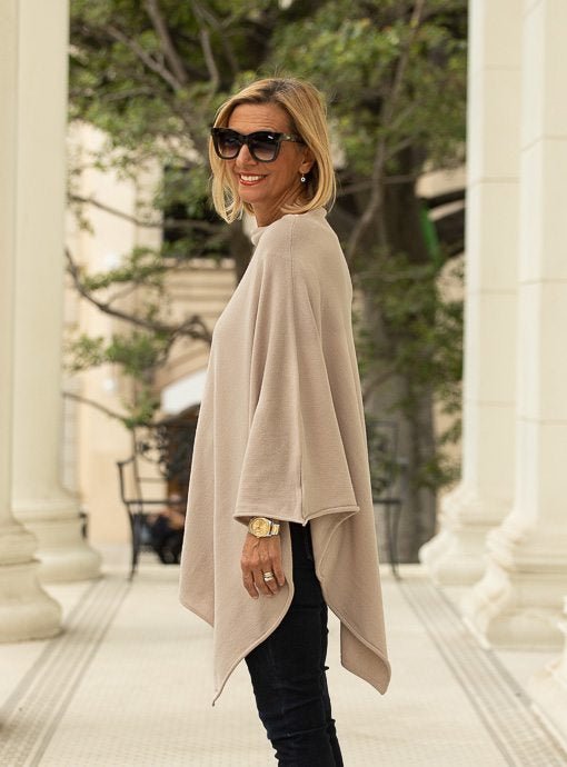 Palermo Beige Pull On Poncho - Main Image