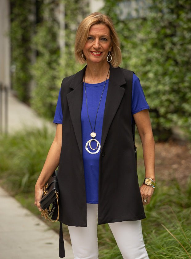 Black Notch Collar Open Side Vest – Just Style LA