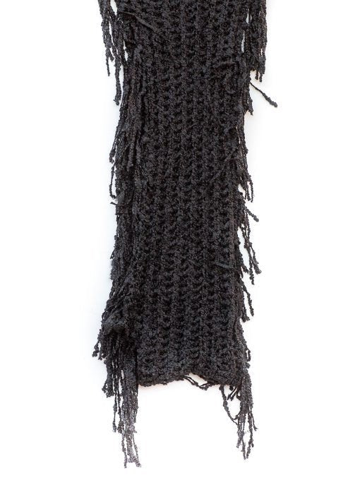 Rose Open Weave Textured Yarn Infinity Scarf With Fringe