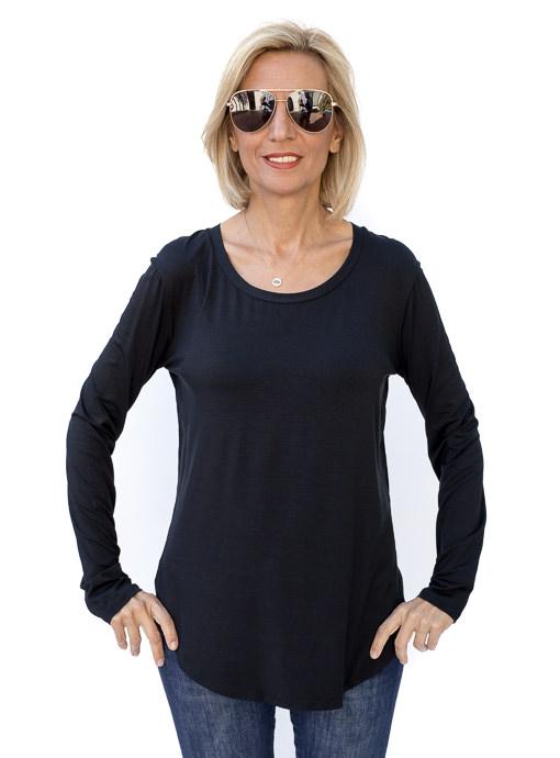 Top Just – Neck Style Sleeve Long LA Round Black