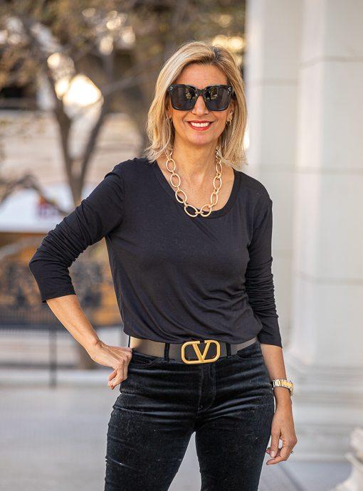 Black Round – Neck Just Style Long LA Sleeve Top