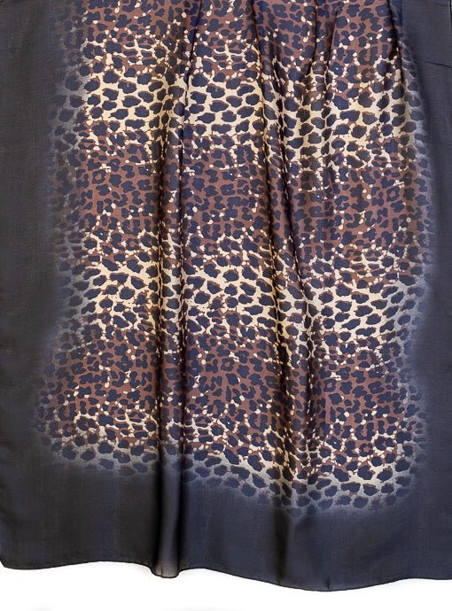 Black Tan Brown Leopard Print Silky Scarf Shawl - Just Style LA