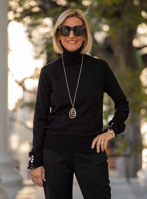 Black Turtleneck Sweater Top - Just Style LA