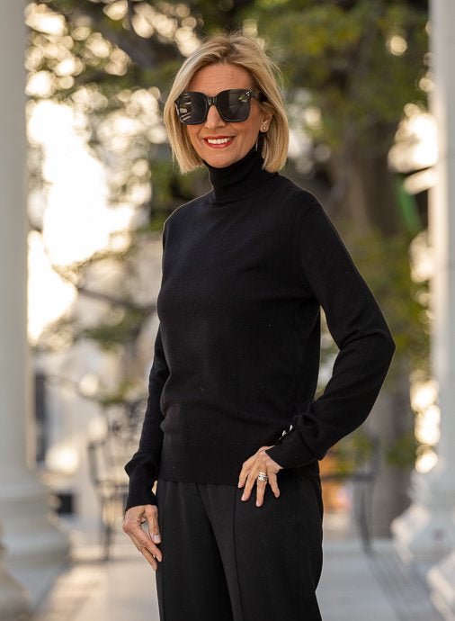 Black Turtleneck Sweater Top - Just Style LA