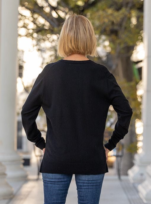 Black V Neck Sweater - Just Style LA