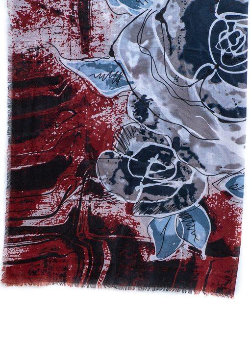 Burgundy Blue Multi Color Abstract Print Square Scarf Shawl - Just Style LA