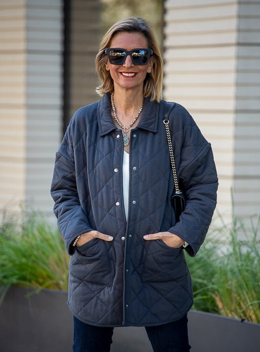 Charcoal Quilted Knit Oversized Parka Jacket – Just Style LA