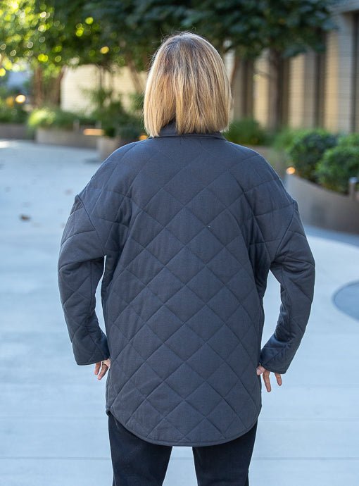Charcoal Quilted Knit Oversized Parka Jacket - Just Style LA