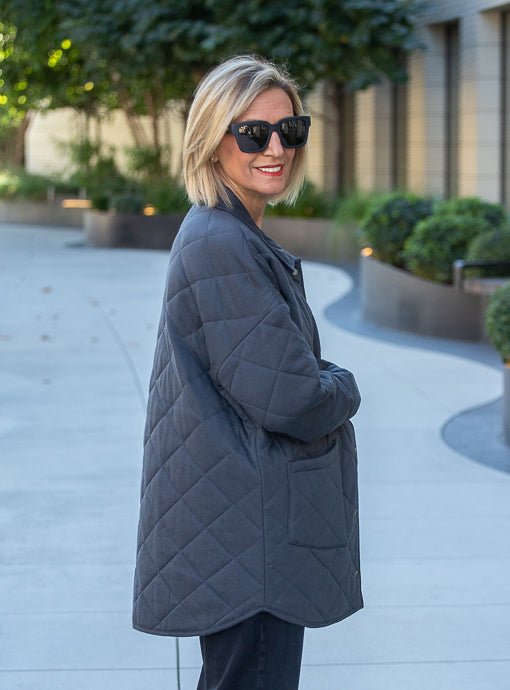 Charcoal Quilted Knit Oversized Parka Jacket – Just Style LA