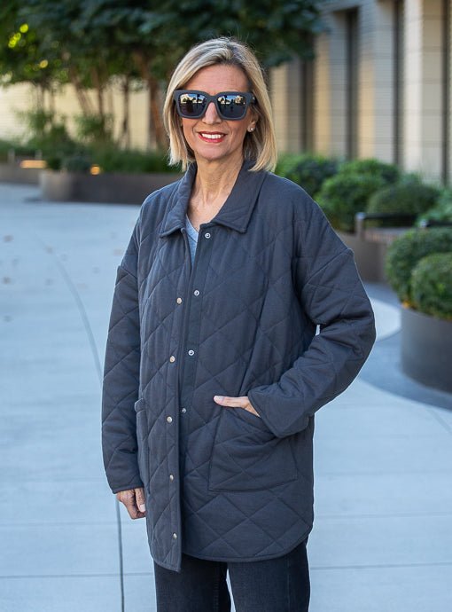 Charcoal Quilted Knit Oversized Parka Jacket – Just Style LA