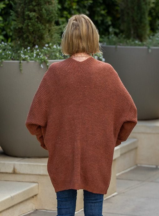 Cinnamon Long Textured Cardigan With Pockets - Just Style LA