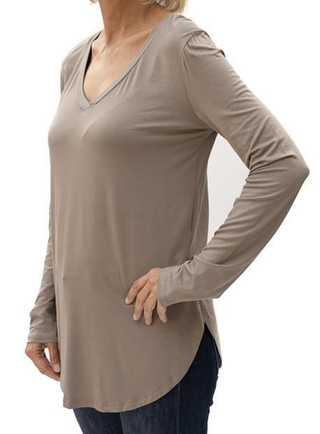 Cocoa V Neck Long Sleeve Top - Just Style LA