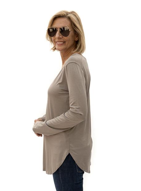 Cocoa V Neck Long Sleeve Top - Just Style LA