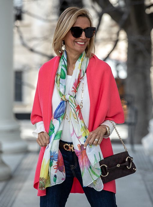 Colorful Gauze Floral Print Scarf Shawl - Just Style LA