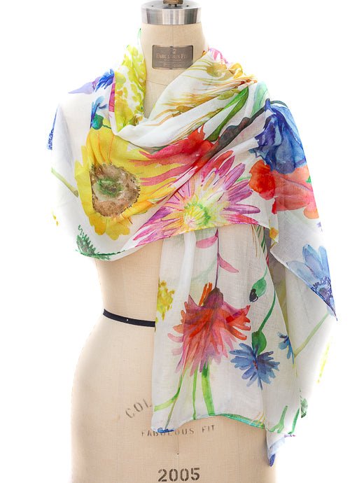 Colorful Gauze Floral Print Scarf Shawl - Just Style LA