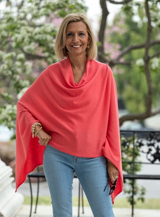 Coral Pull On Poncho - Just Style LA