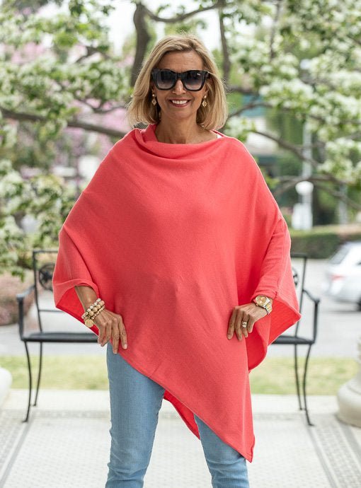 Coral Pull On Poncho - Just Style LA