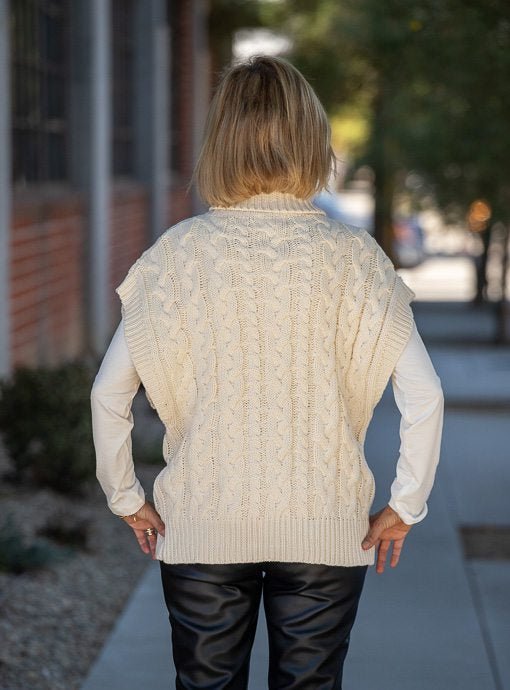 Cream Chunky Cable Knit Sweater Vest - Just Style LA