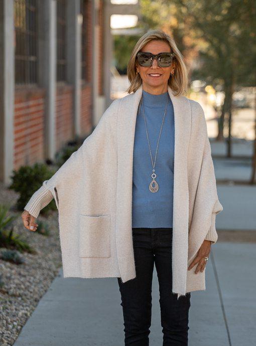 Cream Shrug Cardigan With Pockets