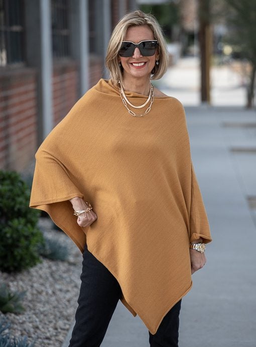 Curry Pull On Poncho - Just Style LA