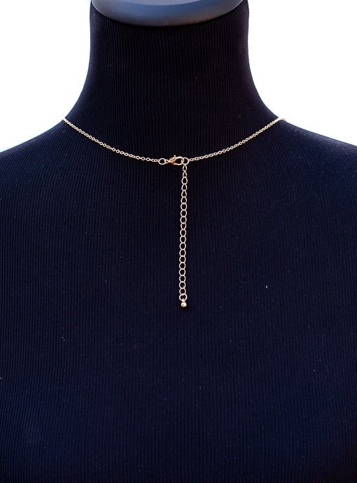 Gold Chain Necklace With Gray Crystal Teardrop Pendant - Just Style LA