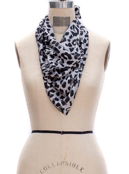 Gray Black Leopard Print Neck Scarf - Just Style LA