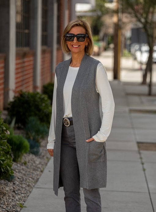 Gray Lightweight Open Front Cardigan Vest – Just Style LA