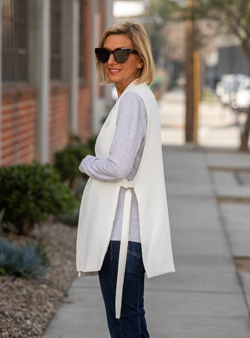 Ivory Notch Collar Open Side Vest – Just Style LA