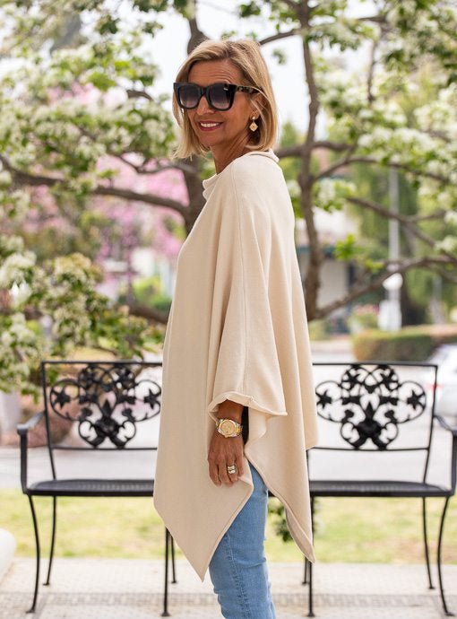 Ivory Pull On Poncho - Just Style LA