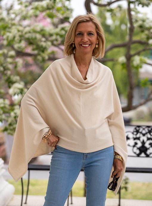 Ivory Pull On Poncho - Just Style LA