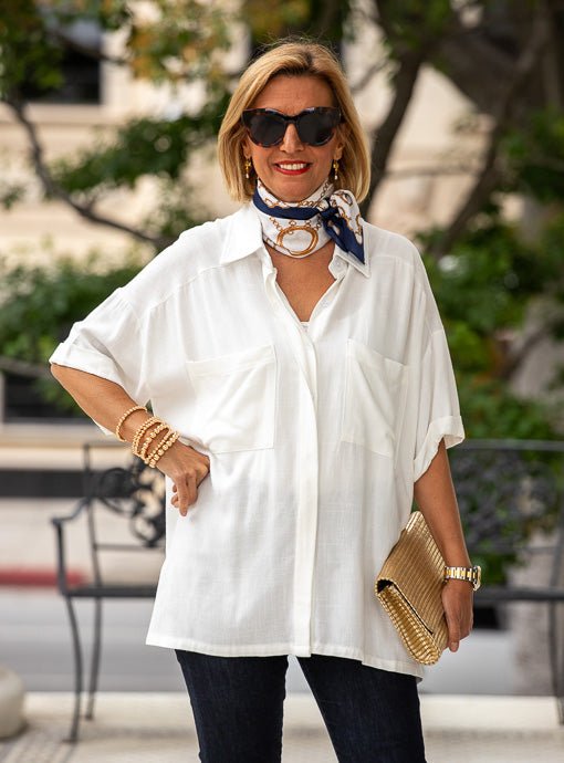 Ivory Short Sleeve Shirt With Two Pockets