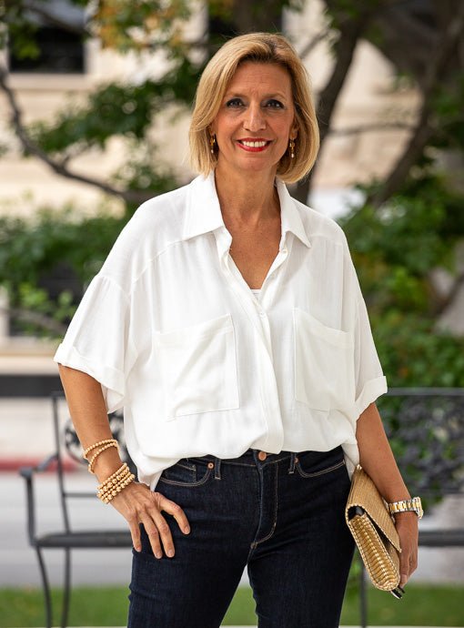 Ivory Short Sleeve Shirt With Two Pockets